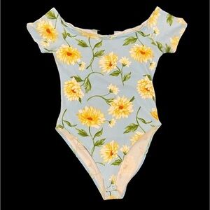 Forever 21 sunflower off shoulder body suit/leotard size small